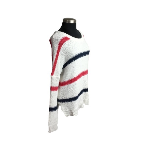 Cupcakes & Cashmere Madden Stripe Sweater  Blue White Pink  Size Large - Picture 3 of 7